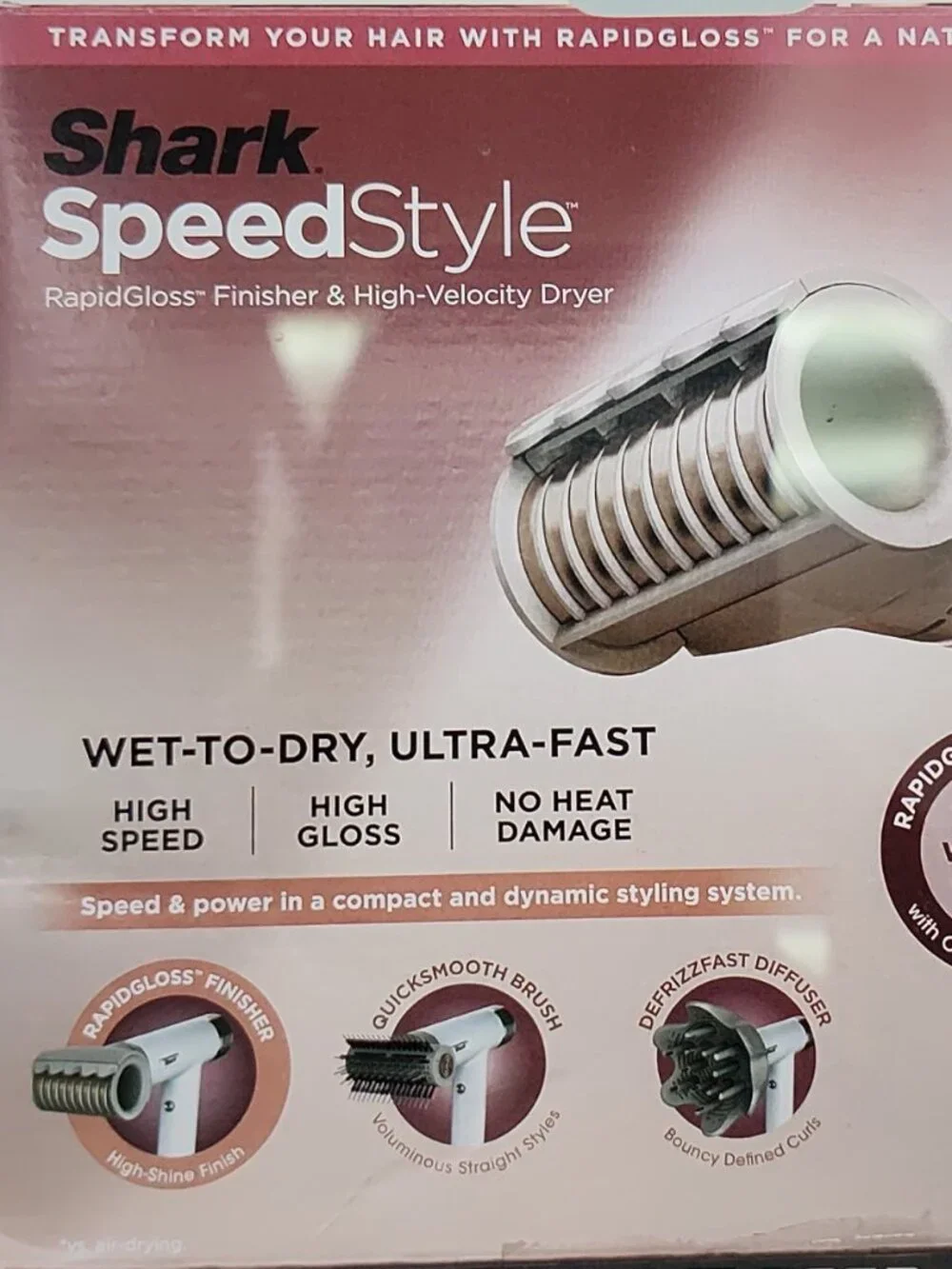 Shark SpeedStyle Rapid Gloss Finisher & High-Velocity Dryer Model#HD332 PA#641